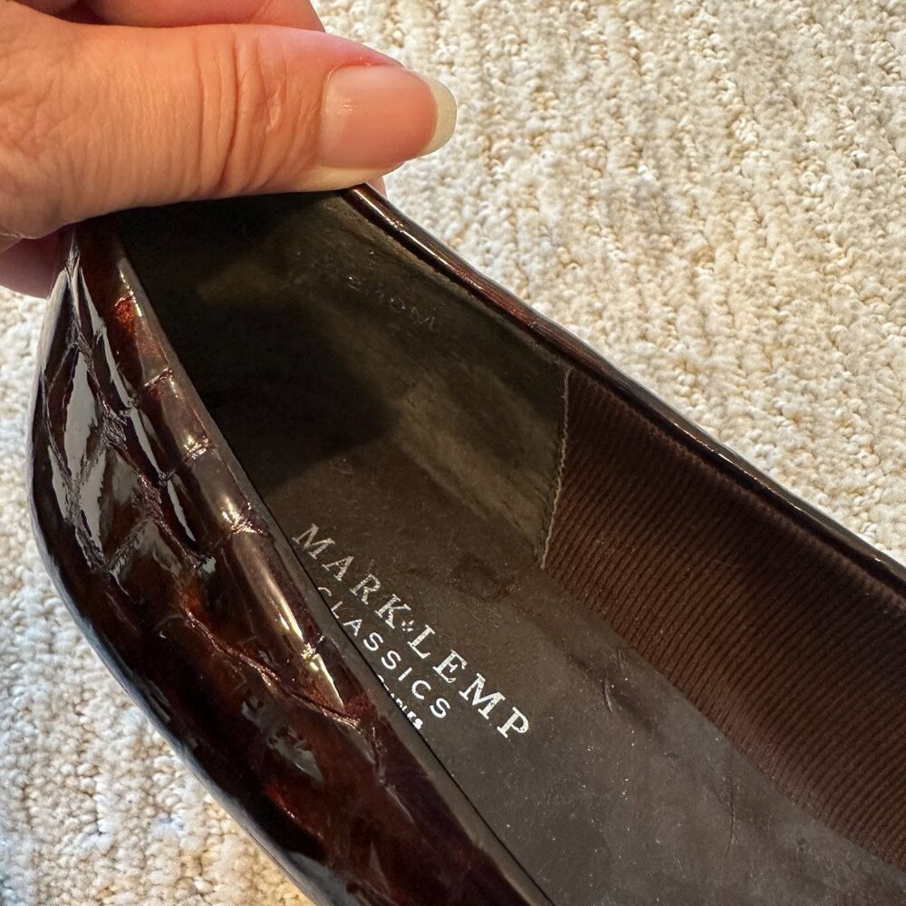 Luxury Comfort Brand Mark Lemp Classics Croc Embossed Leather Brown - Picture 5 of 5